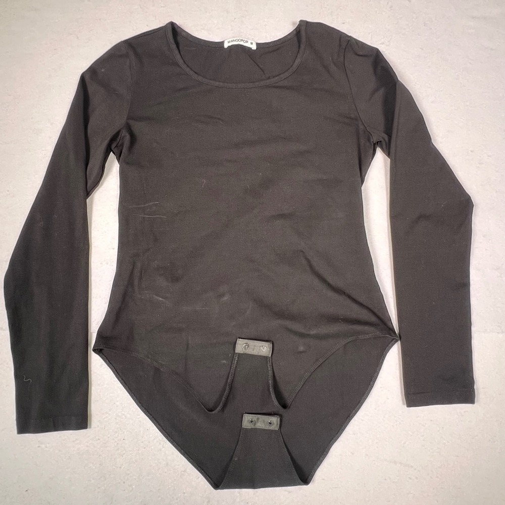 MangoPop Bodysuit Womens Medium Black Excellent